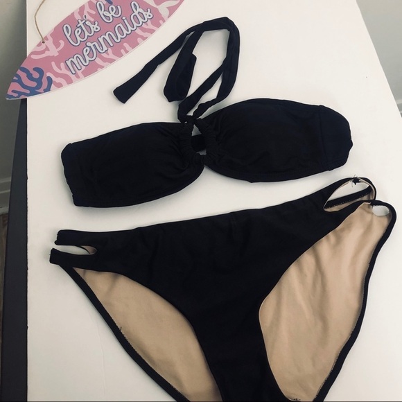 Mystic Bay  bikini top with black bottoms size L - Picture 1 of 9